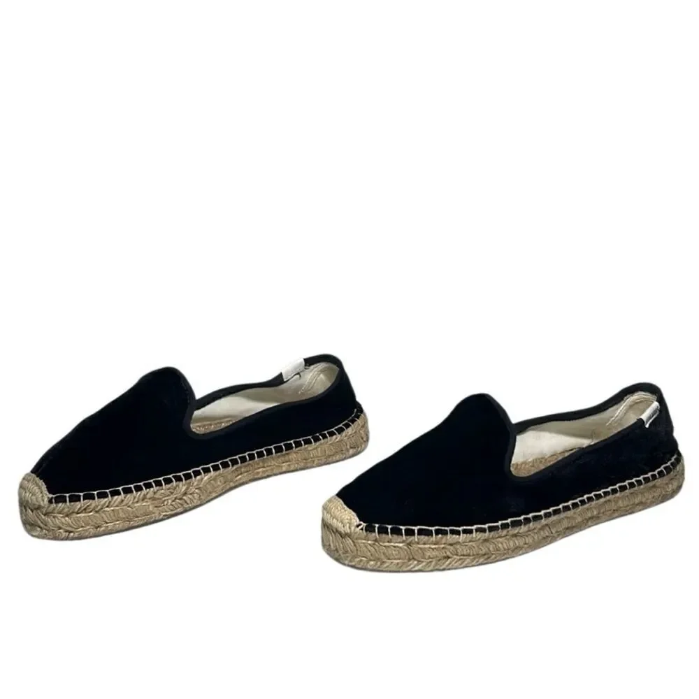 Soludos - Women’s Espadrilles, ‘The Smoking Slipper’ Velvet, Flat - Black Size 8 - Picture 6 of 16